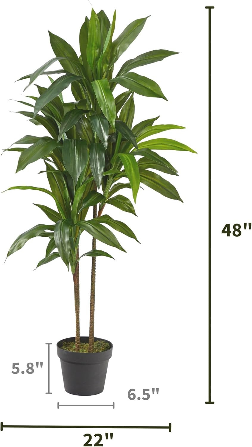 Nearly Natural 48In Artificial Dracaena Plant with Real Touch Leaves and Multi T