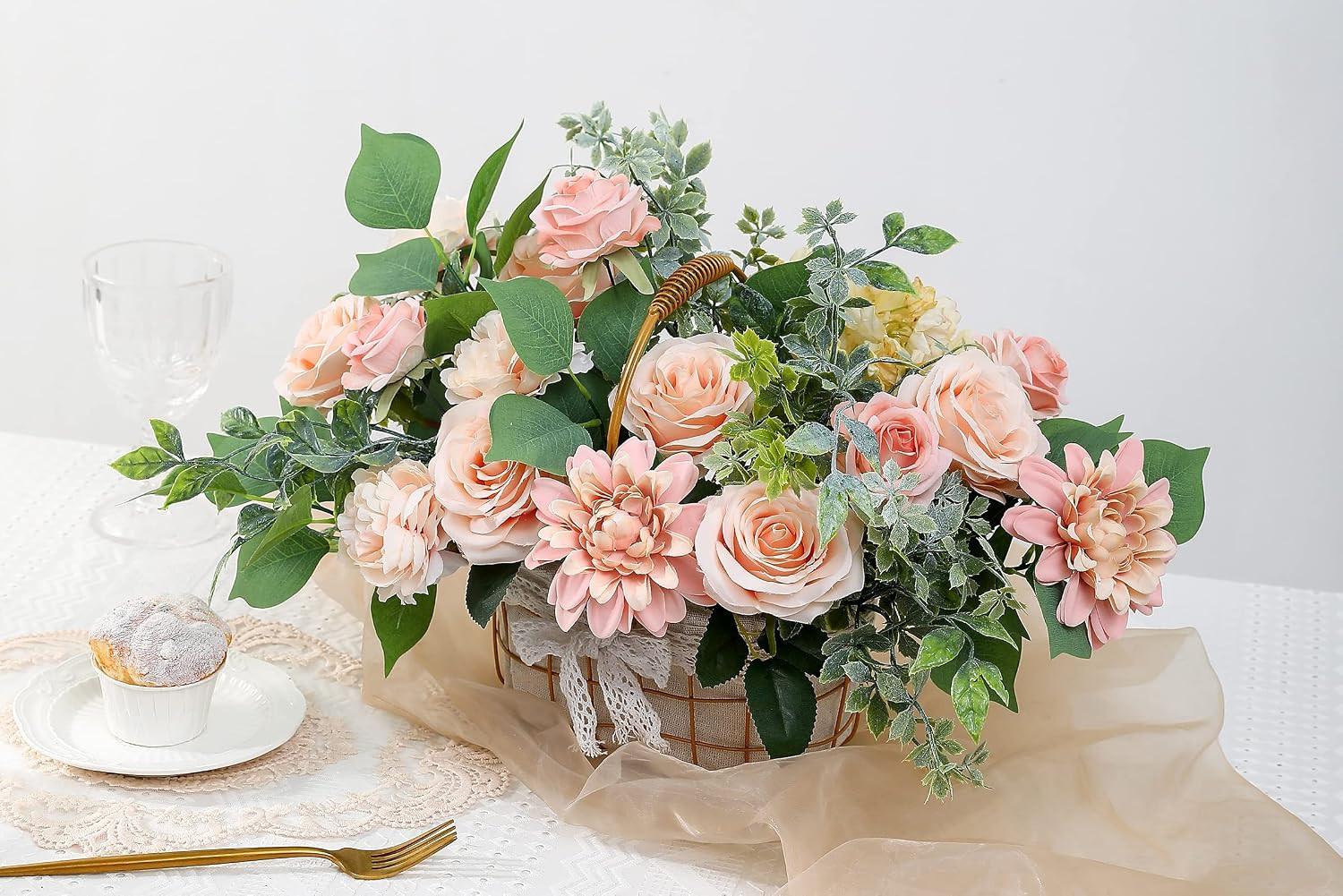 Artificial Flowers Combo Box Set Gradient Color Flower Leaf with Stems