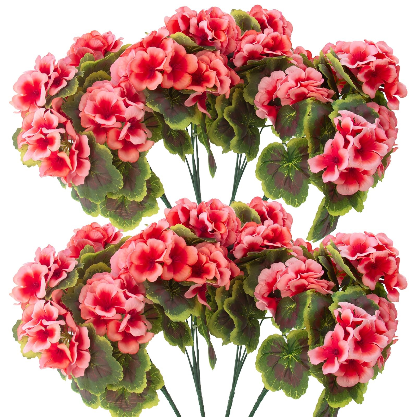 8 Pcs Artificial Geranium Plant Realistic Silk Flowers for Outside UV Resista…