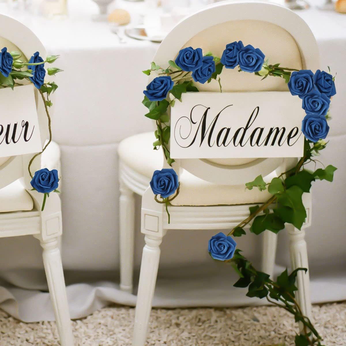 Artificial Roses Flowers Heads, 100 Pcs Navy Blue Foam Fake Roses Bulk 3inch Ste