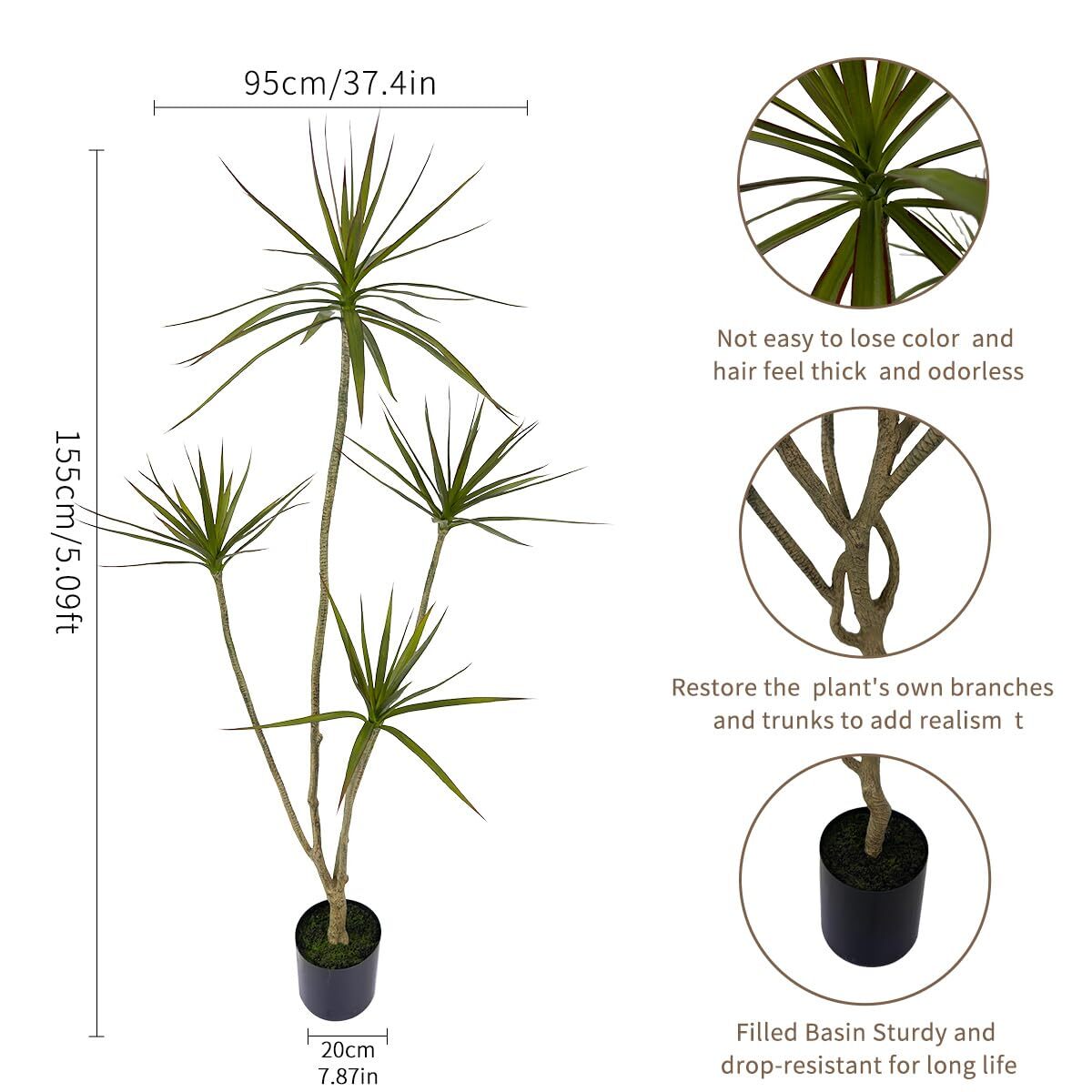 ARTIFICIAL DRACAENA MARGINATA4FT TALL FAKE PLANTS ARTIFICIAL DRACAENA MARGINATA