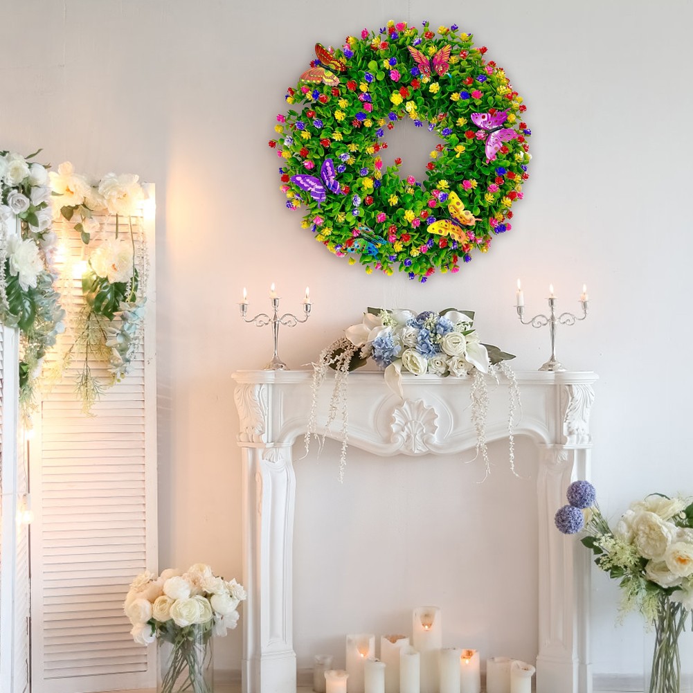 Artificial Eucalyptus Wreaths Butterfly Flower Wreath Eucalyptus Leave Wreaths