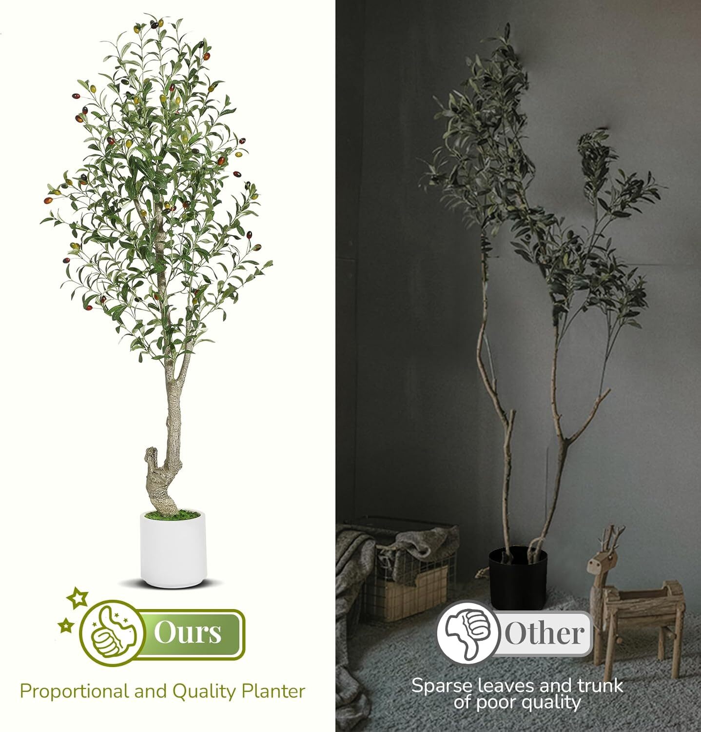 1/2 Pcs Fake Tree 5/67FT Tall Large Faux Realistic Olive Plant Artificial Olive