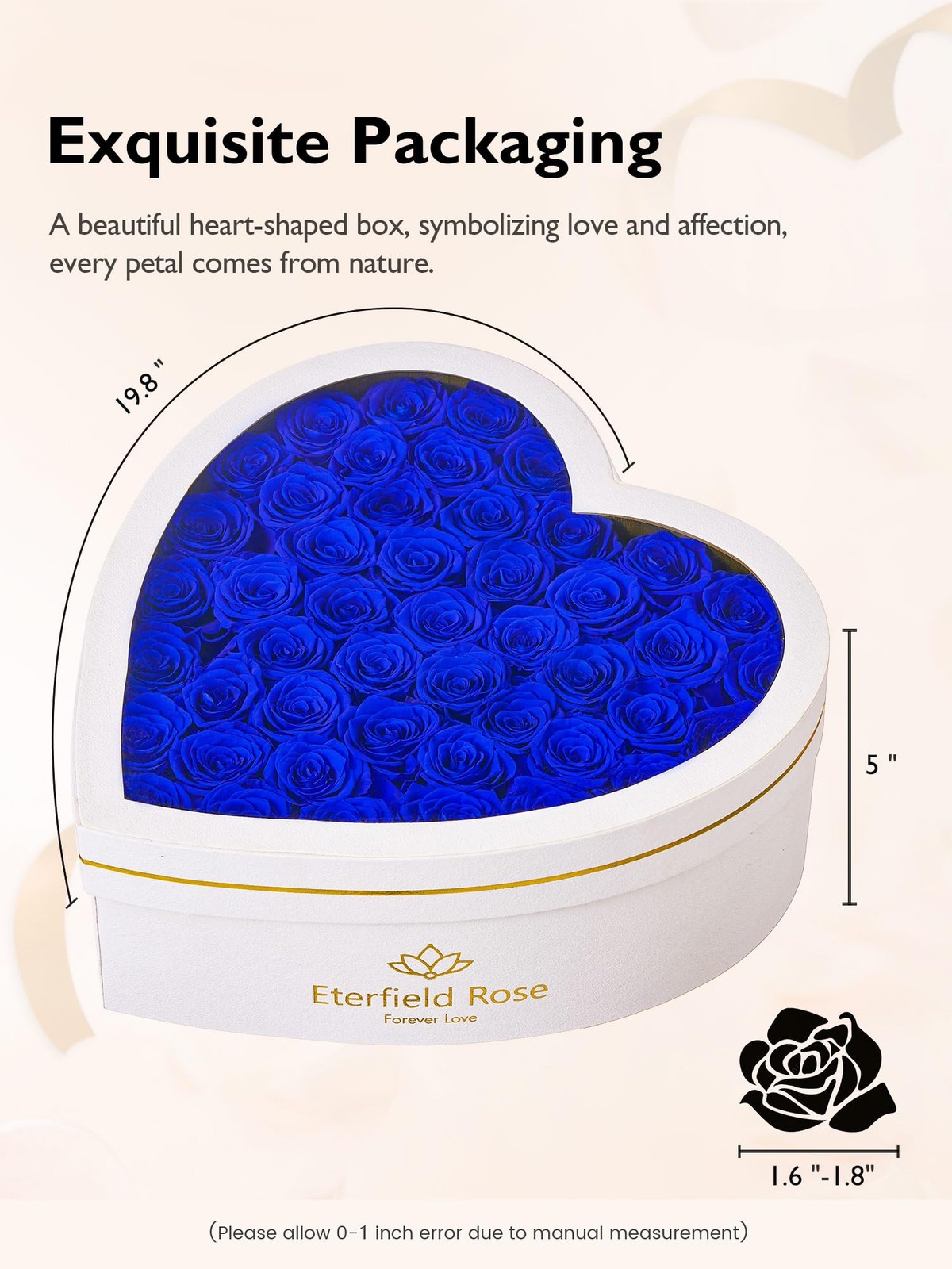47 Forever Flowers in Heart Shape Box, Preserved Roses That Last a Year Prese…