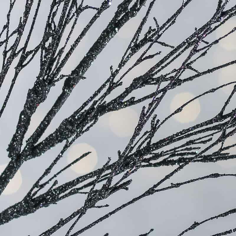 Set of 2 Black Glittered Artificial Twig 29″ Tall Sprays