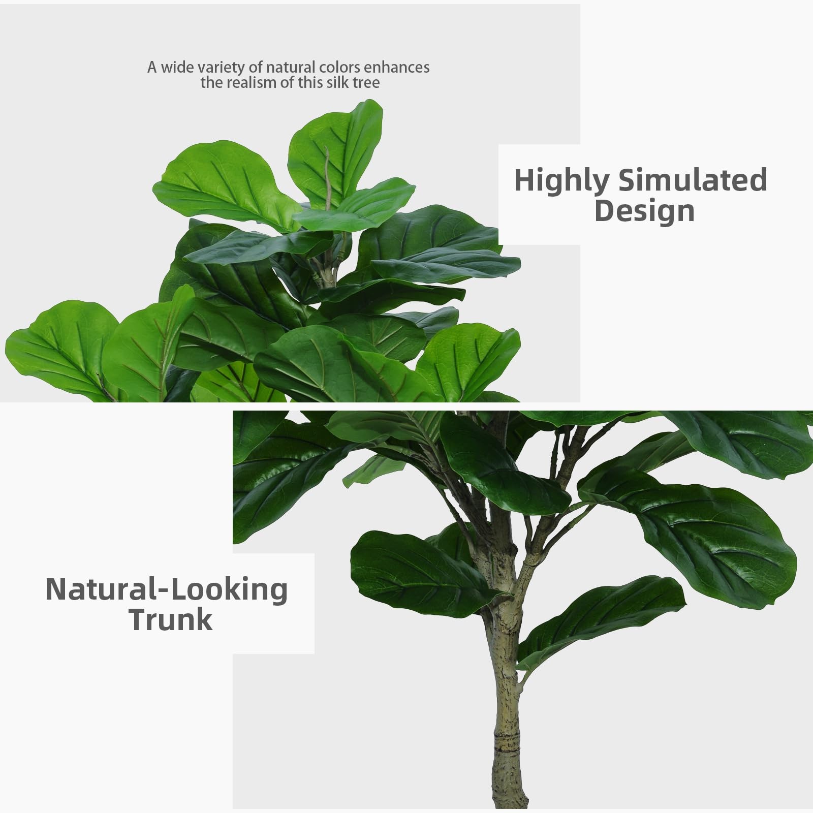 ASTIDY Fiddle Leaf Fig Tree Artificial 5FT – Faux 5ft, White
