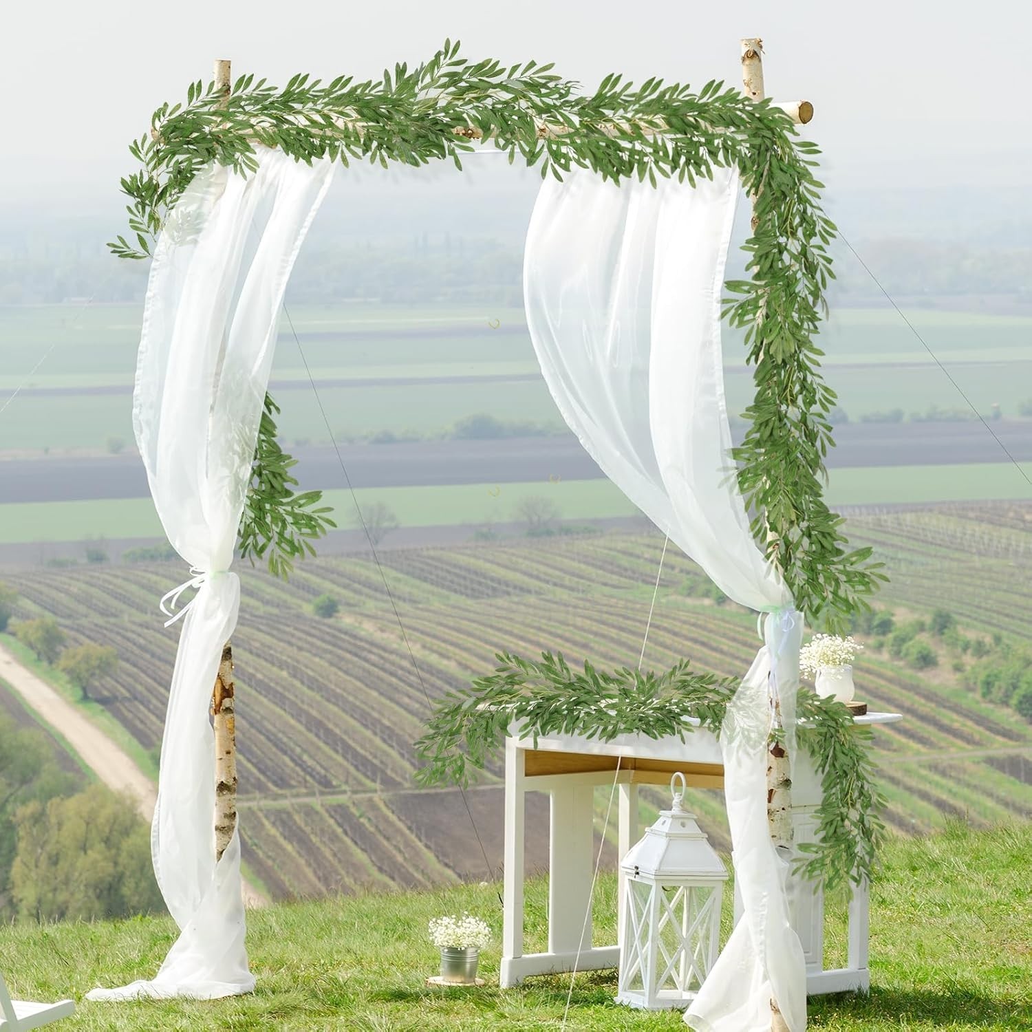 Artificial Olive Leaves Garland 6.2Ft 2-Pack