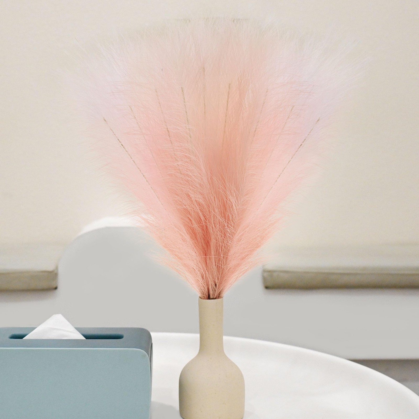 6 PCS Faux Pampas Grass Arrangement – 18″/45cm Artificial Fluffy Pompous Gras…