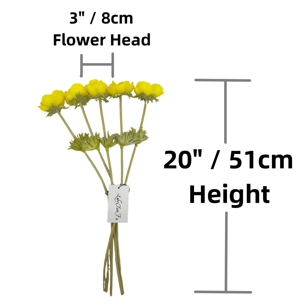 5 PCS Yellow Artificial Real Touch PU Anemone Flower Bouquet Room Home Decor
