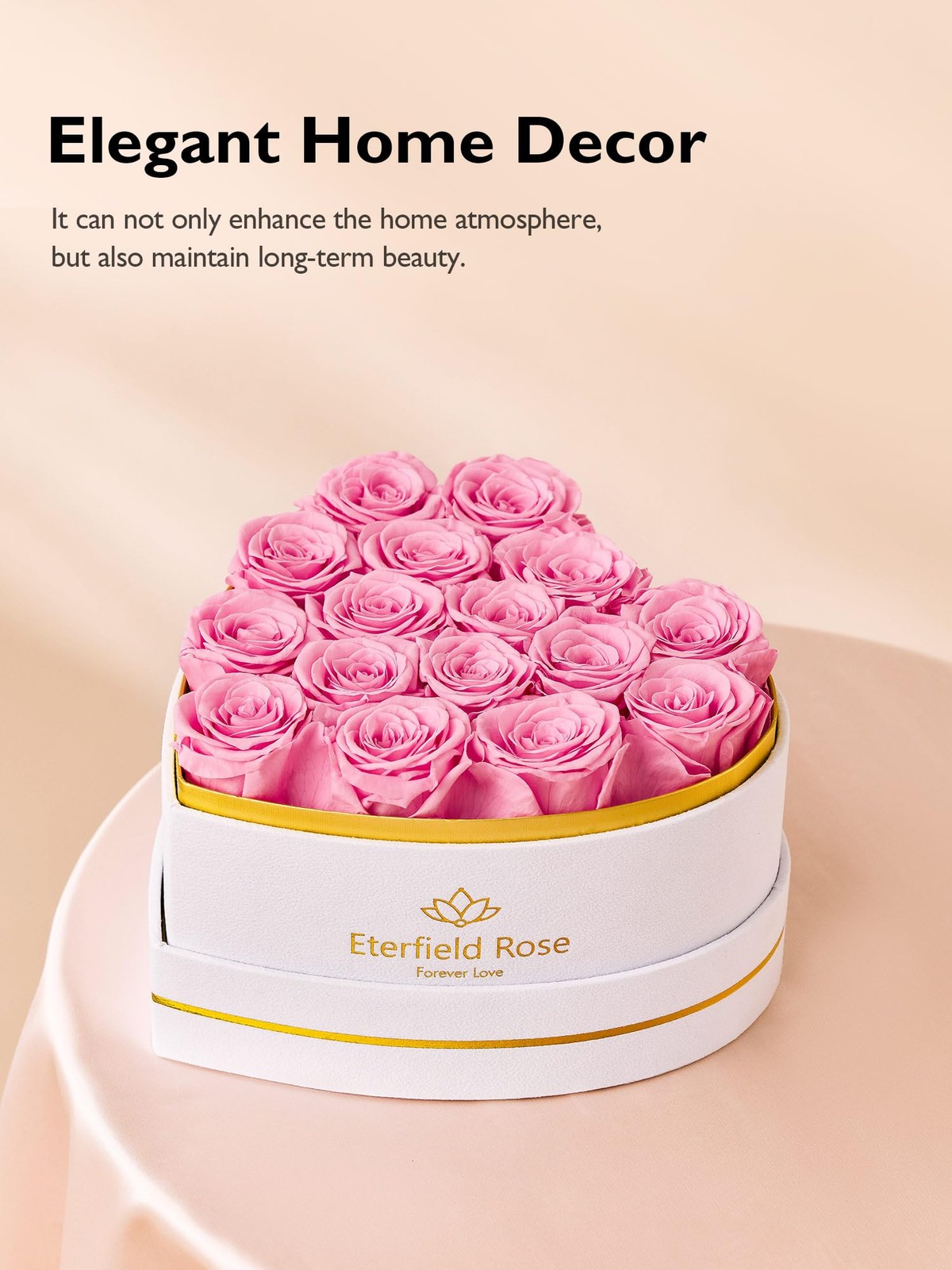 16 Forever Flowers In Heart Shape Box Preserved Roses Birthday Gift Pink