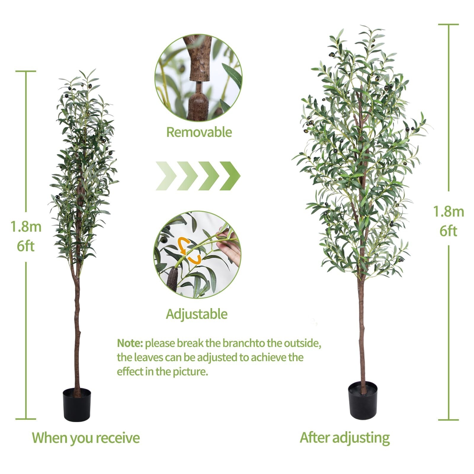Artificial Olive Tree, 6FT Tall Faux Olive Trees 72in Outdoor Fake Potted Sil…