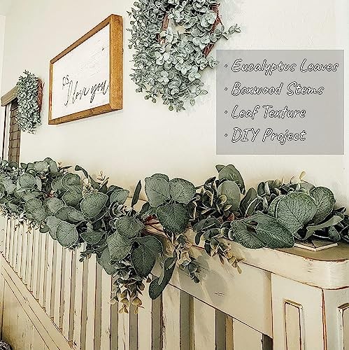 Eucalyptus Garland Total 13.1 Ft Lush Silver Dollar Leaves 2 Pack Green