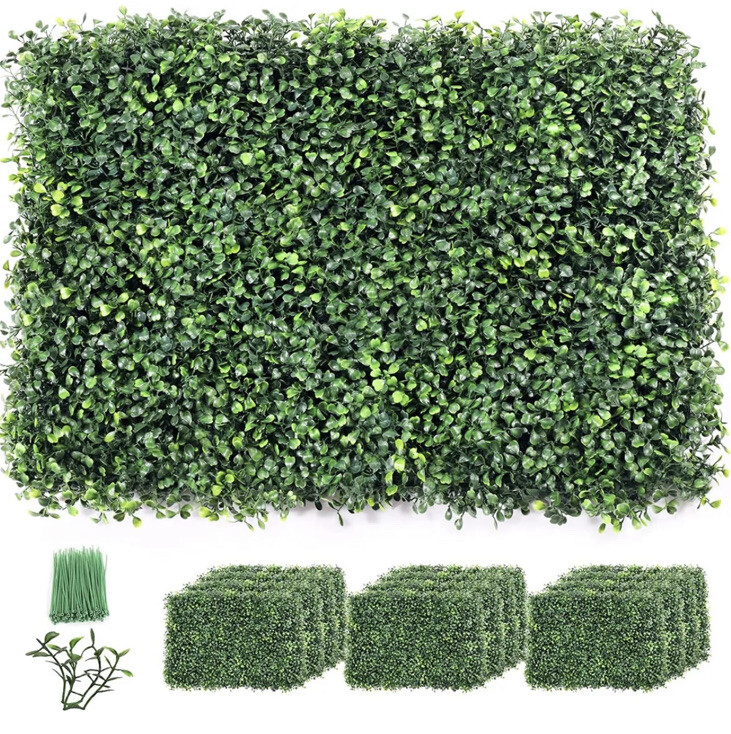 12 Packs Grass Wall Boxwood Panels 24″ x16″ Artificial Green Topiary Hedge Plant