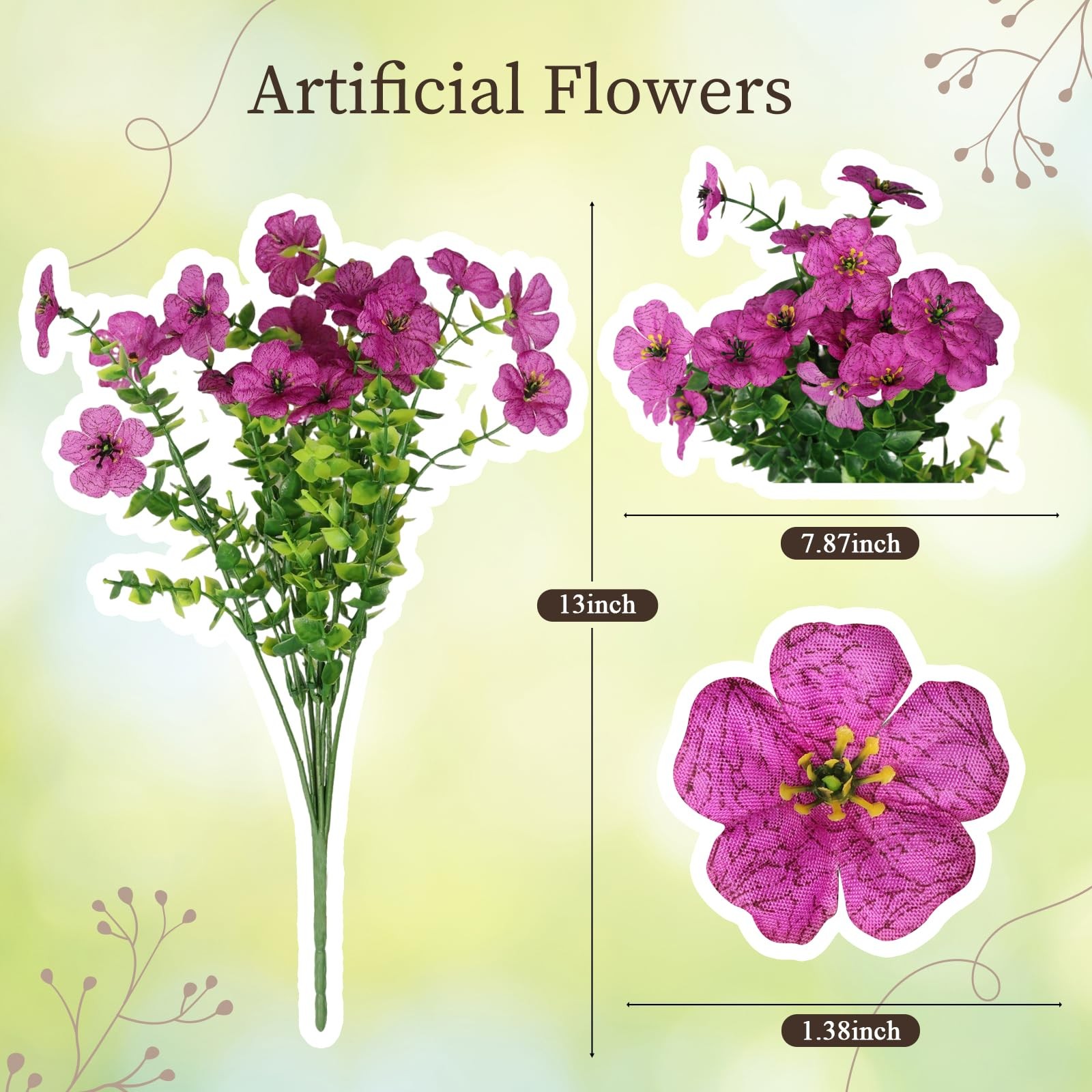 ICEROYCE Artificial Flowers for Outdoors, 16 Bundles UV Resistant Fake Outdoo…