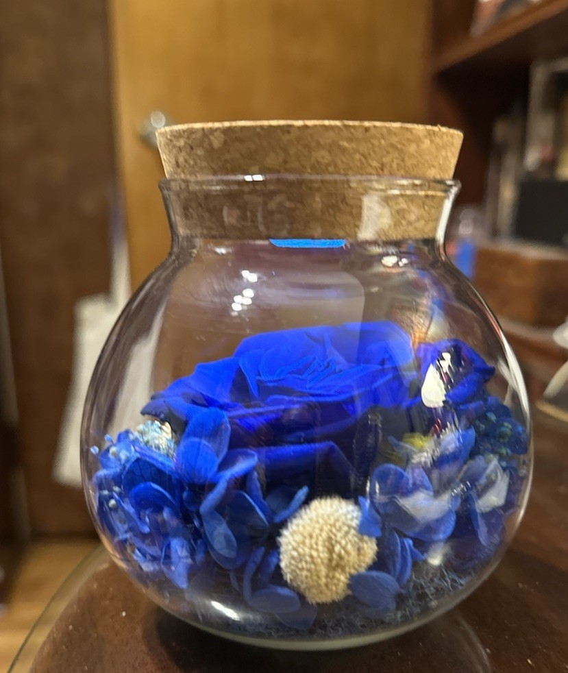 Blue wishing rose/eternal rose with light decoration