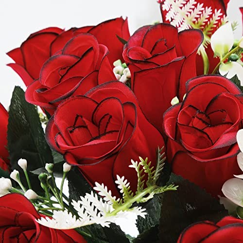 Pcs Artificial Cemetery Flowers for Grave Silk Memorial Red 2 Red and Black