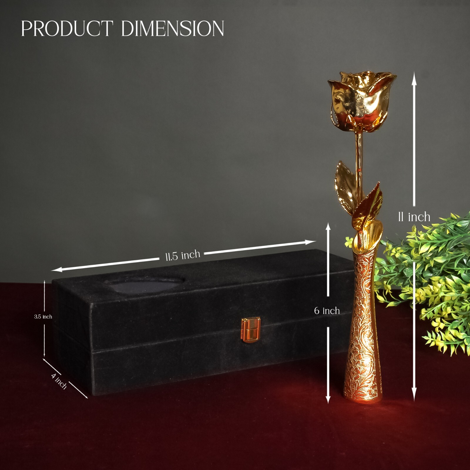 Gold Rose with Box – Handcrafted Rose Dipped in 24-K Gold, Valentine’s gift