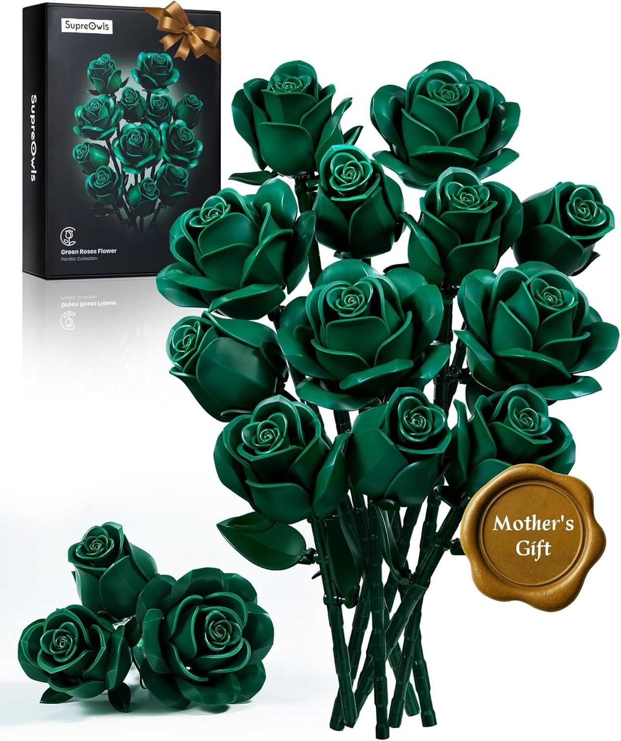 Creative 12-Piece Floral Building Set with Frosted Petals – Perfect for Gifting