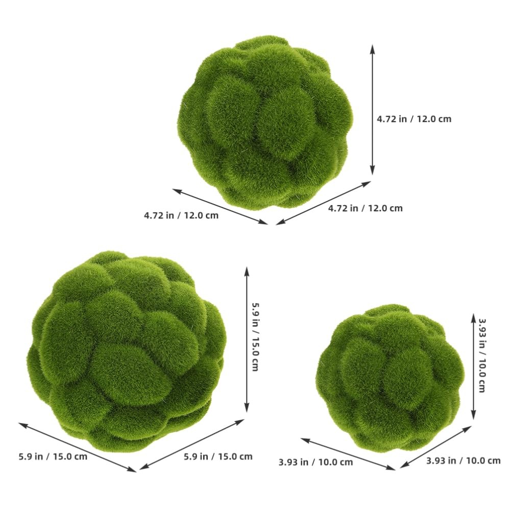 Artificial Topiary Balls 3 Sizes Set 2.3In 4.7In 5.9In Faux Green Moss Orbs D…