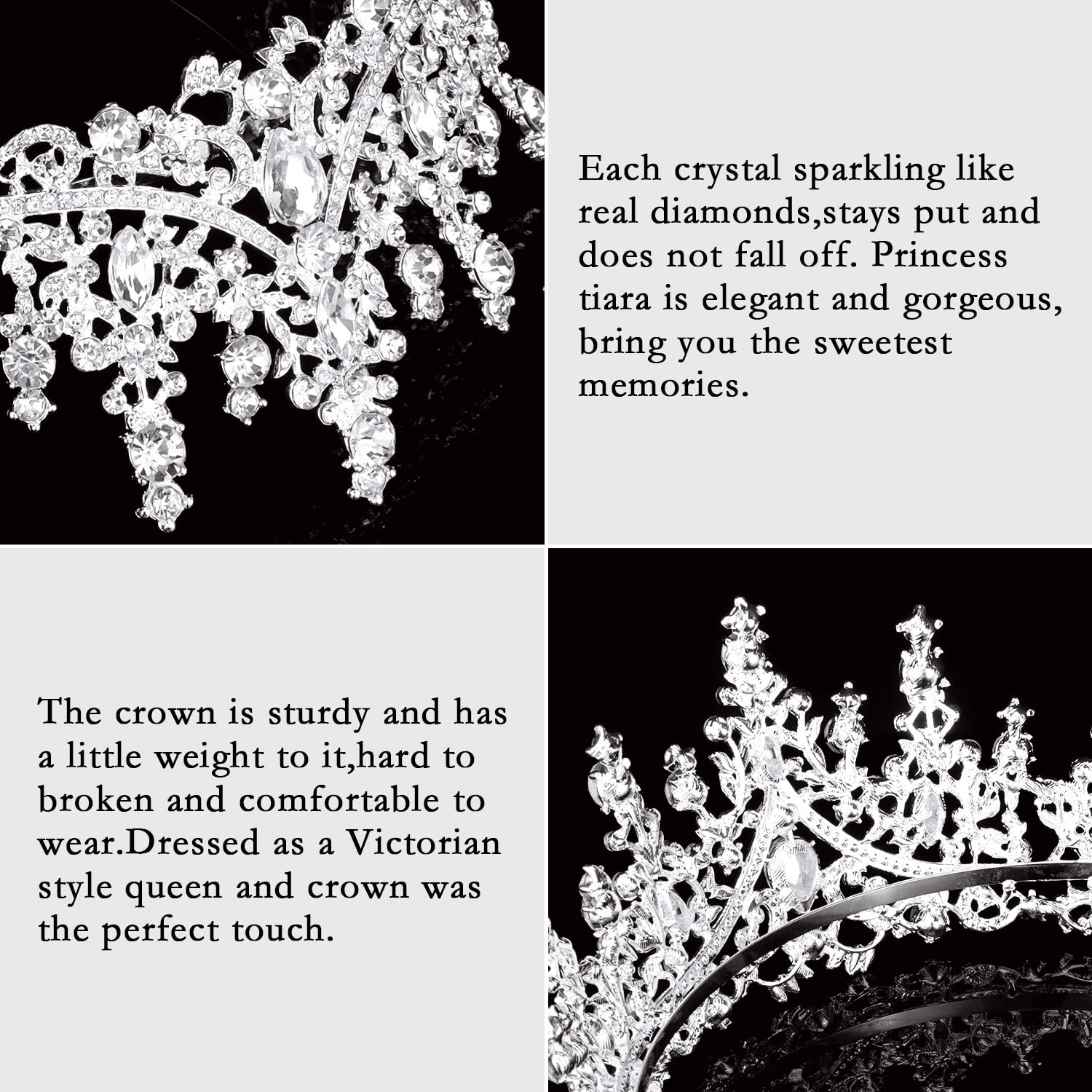 CURASA Silver Tiara and Crowns for 2.75 inches (H) x 6.3 (D),
