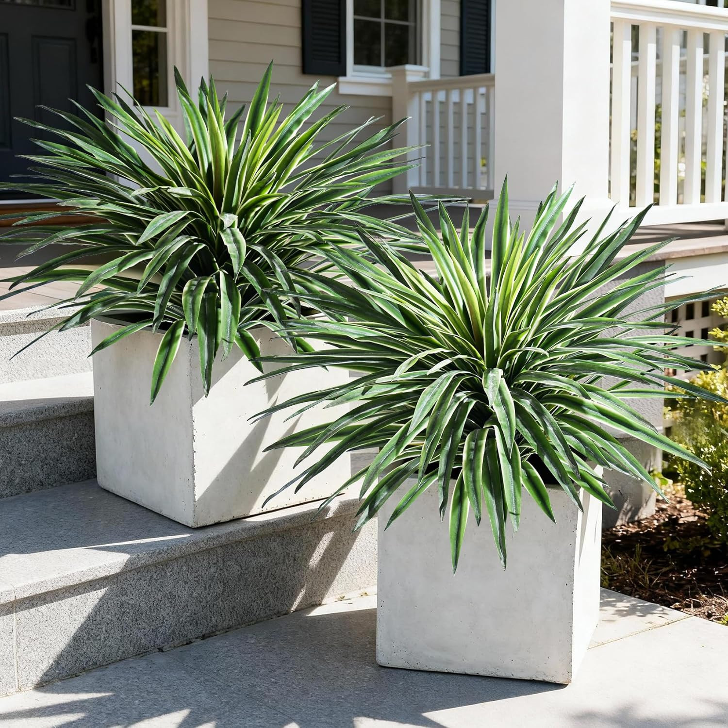 Realistic 27″ Artificial Agave Plant – 2 Pcs White Faux Greenery Decor