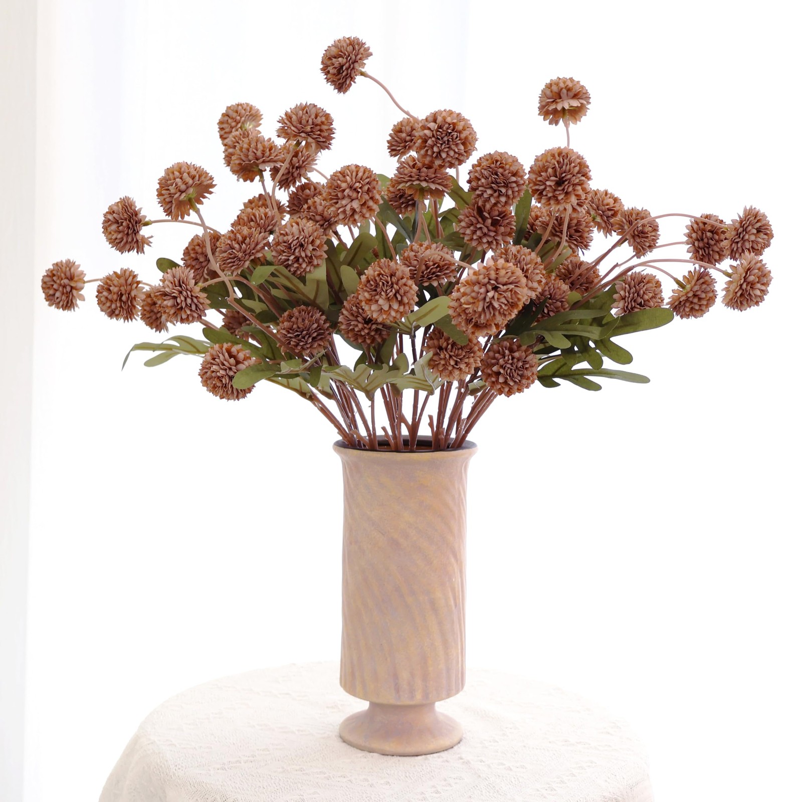 12Pcs Fake Kiku Flowers, Artificial Small Chrysanthemum Balls with Stems, Fau…