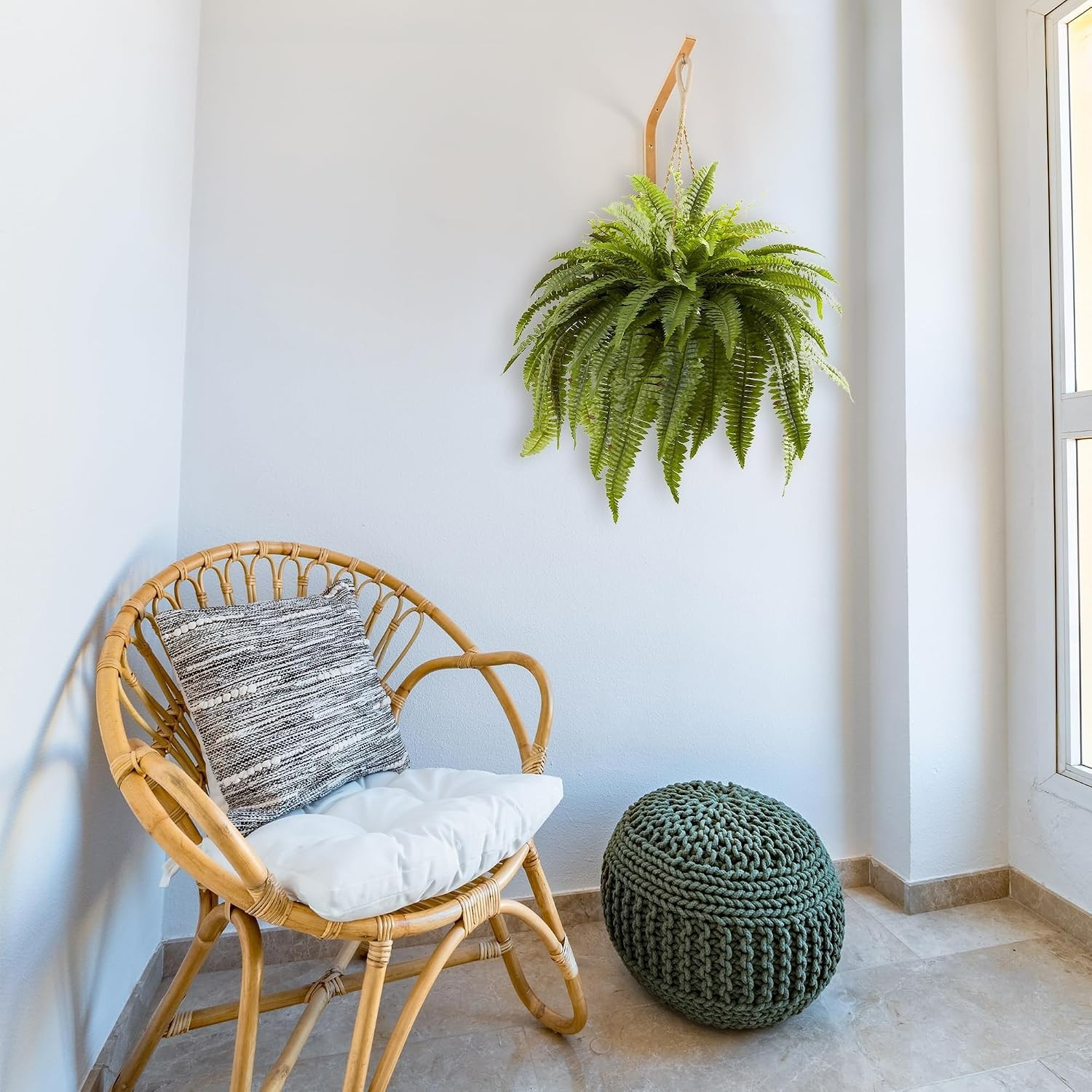 36 in. Giant Boston Fern – Luxurious Faux Hanging Plant for Effortless Decor