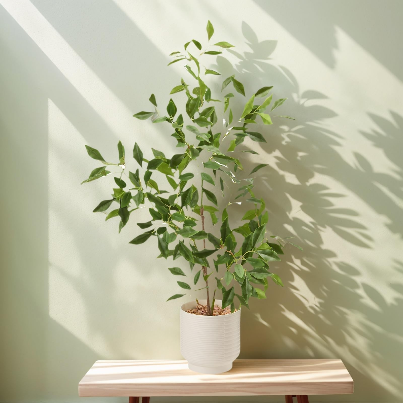 Artificial Potted Plants Indoor27″ Faux Plants Ficus Leaves Trees with Cerami…