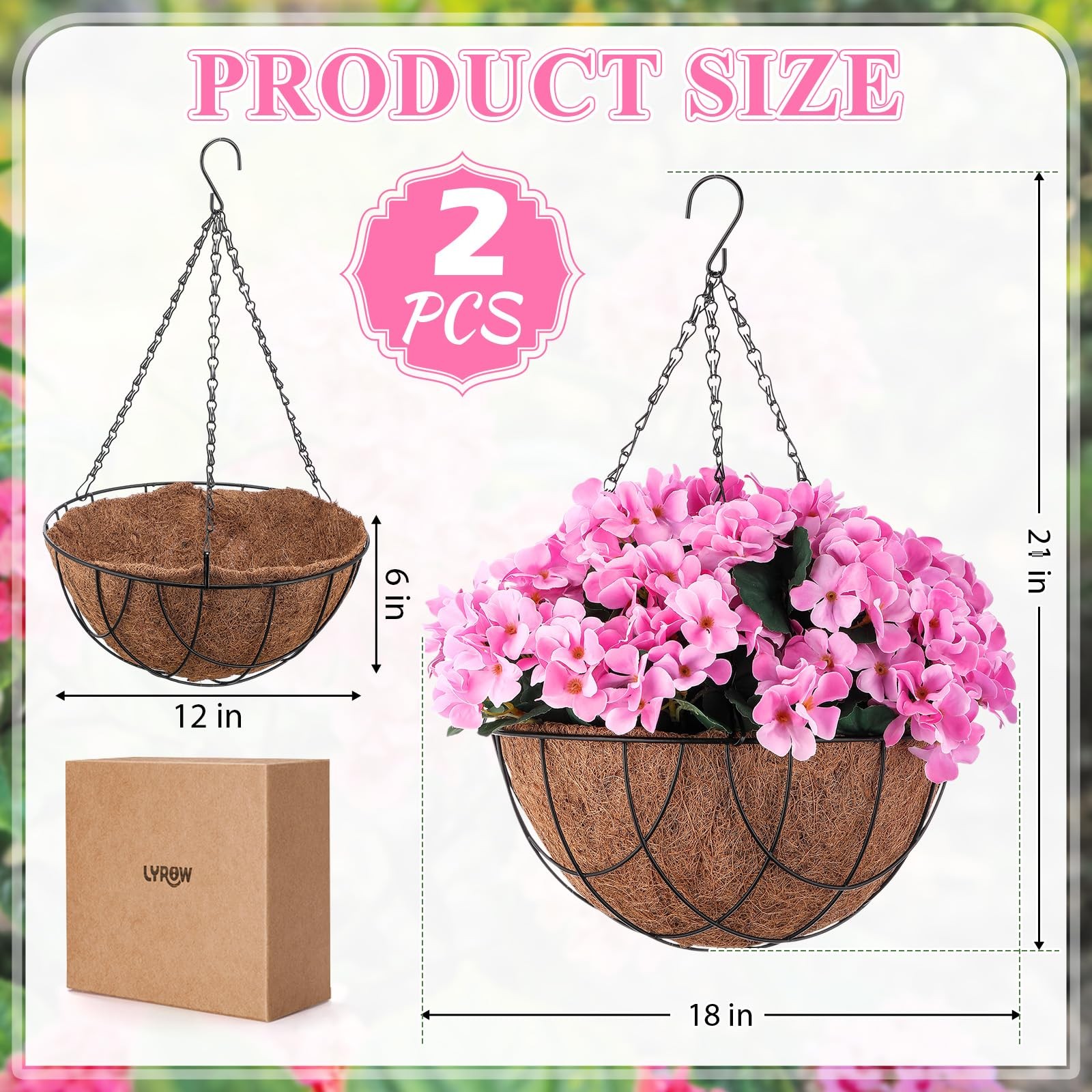 2 Pack Artificial Hanging Flowers in Basket Fake Porch Plants Artificial Hydr…