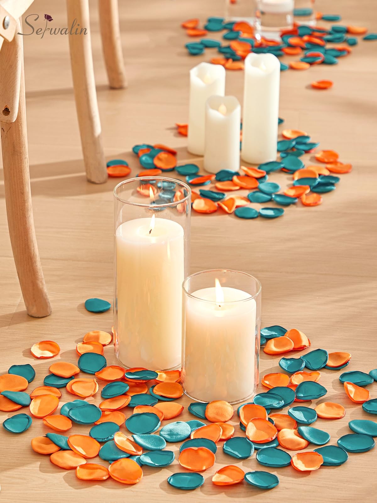 300 PCS Green Orange Silk Artificial Rose Fake Flower Petals Wedding Decor
