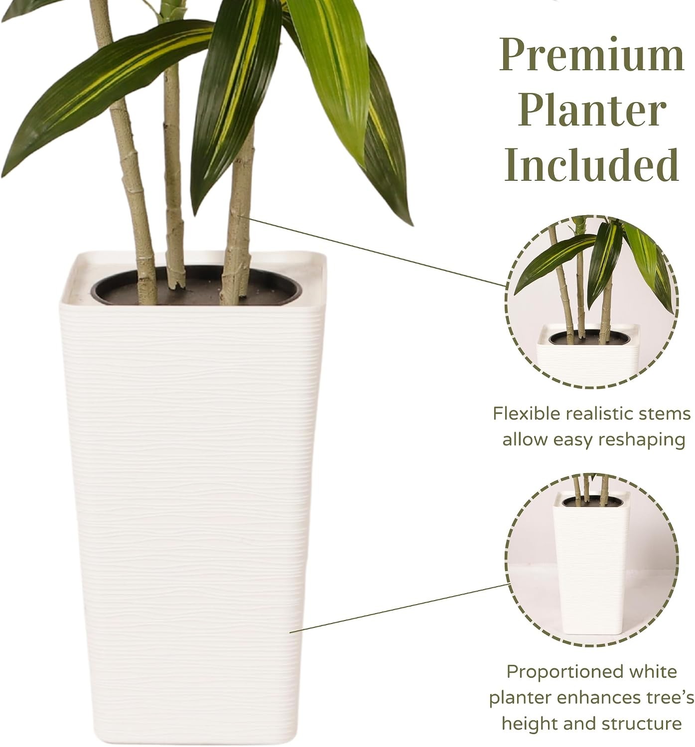 5FT Artificial Dracaena Plant Indoor – Tall Artificial Indoor Tree in Pot,