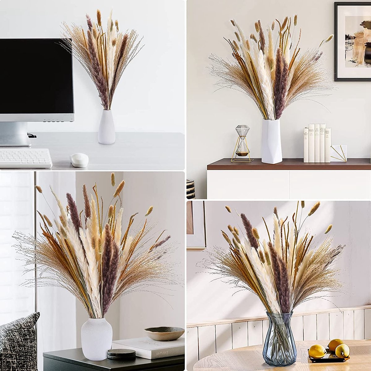 120Pcs Dried Pampas Grass Bouquet Decor, Room Wedding Party5008