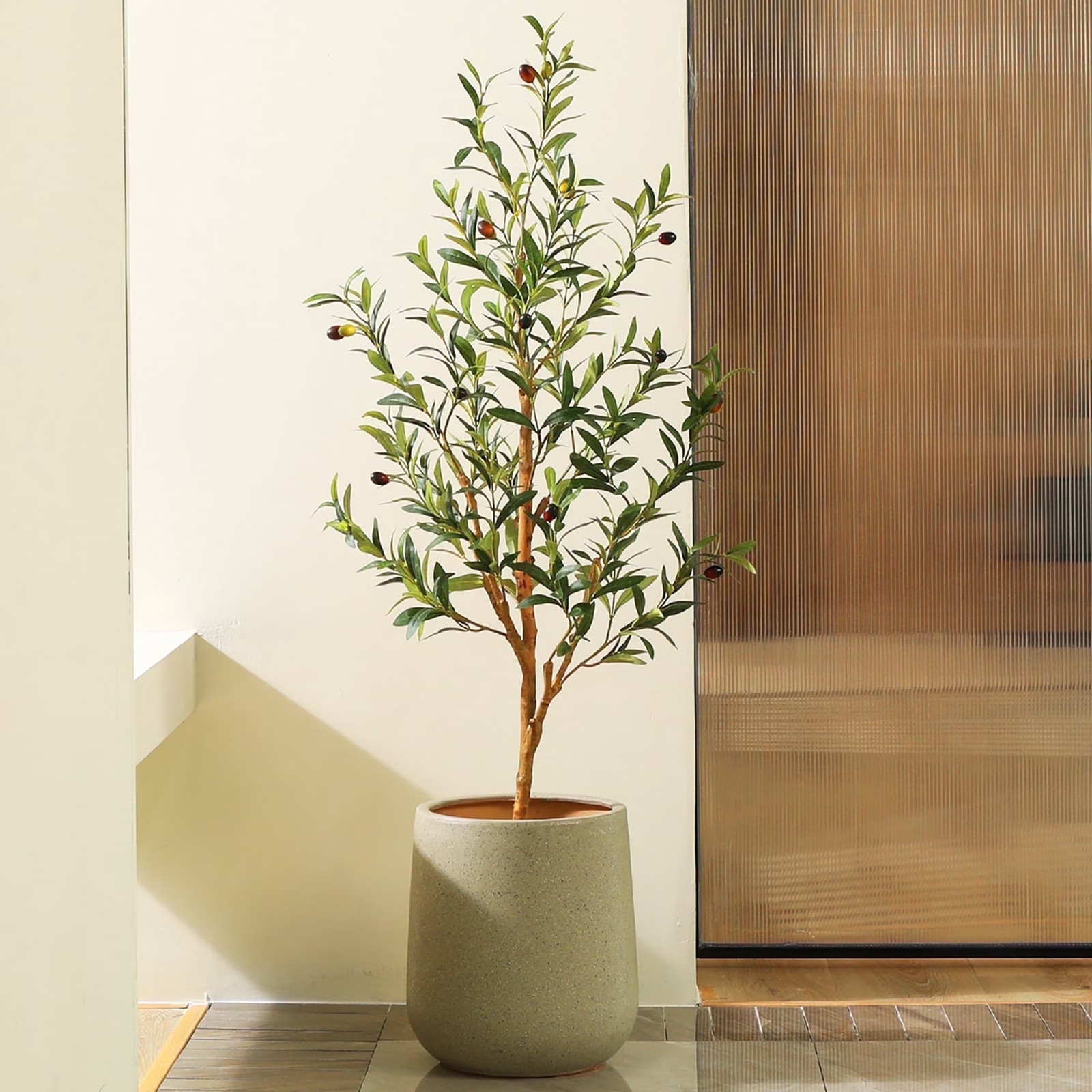 4Ft Artificial Olive Tree Indoor, Faux Olive Tree, Artificial Plants with Natura