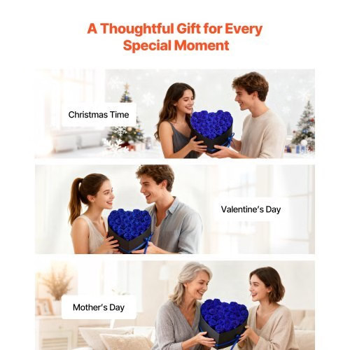 Forever Flowers, 27 Preserved Roses in a Heart Shape Box, Eternal Flowers Immort