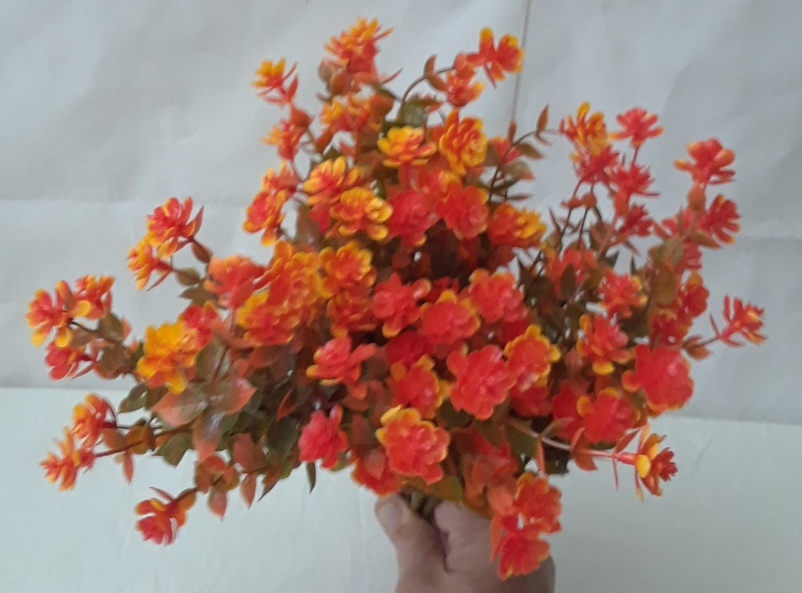Lot of Four Dried Orange Flowers Decor for Home Deco Art Projects 12″ Bunch
