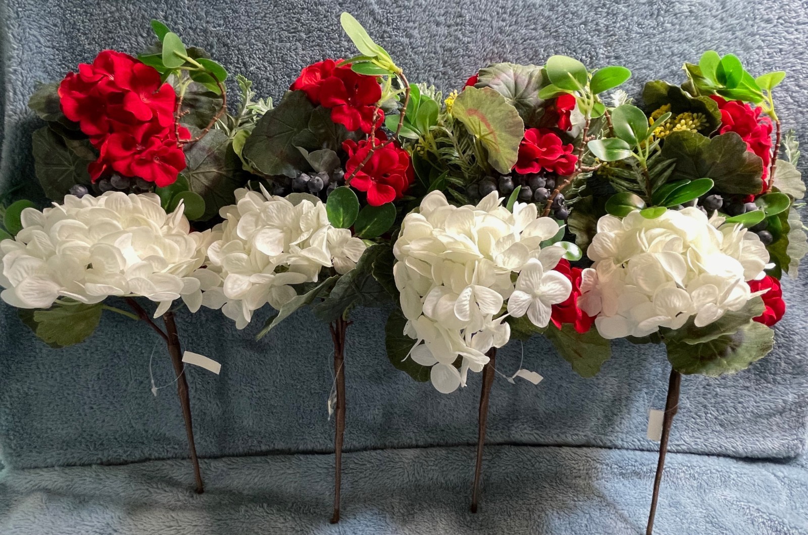 Set of 4 Geranium, Hydrangea and Berry Picks by Valerie Parr Hill NEW WITH TAGS