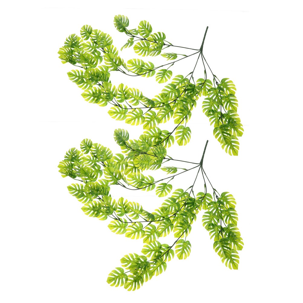 2 Pcs Monstera Hanging Fake Plant Faux Plants Artificial Wall Decor