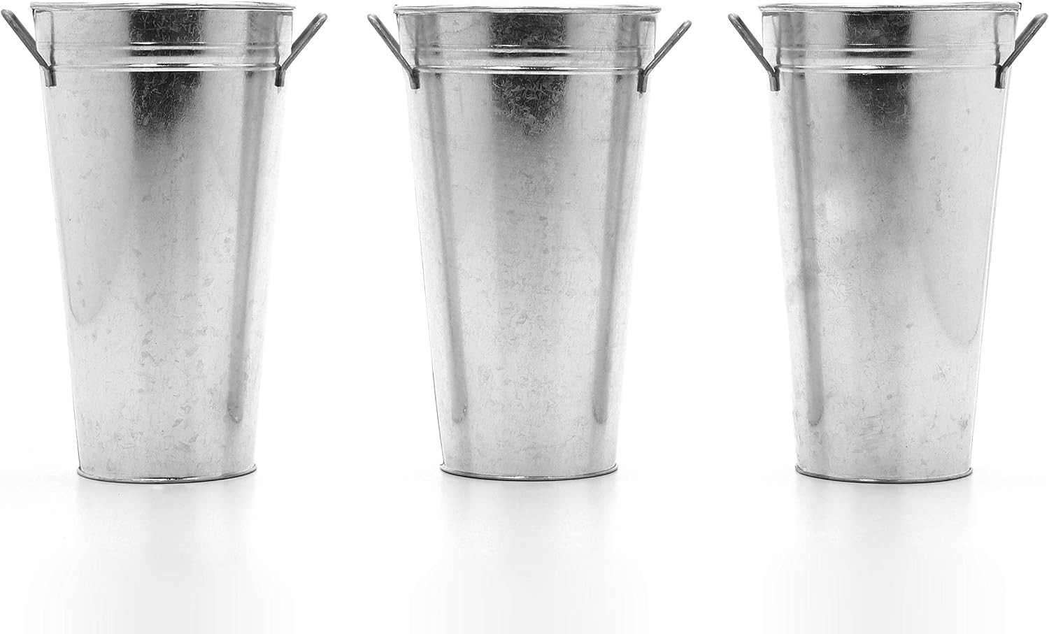Galvanized French Bucket Vase with Handles 6″ Dia X 15″ H- Perfect for Weddings,