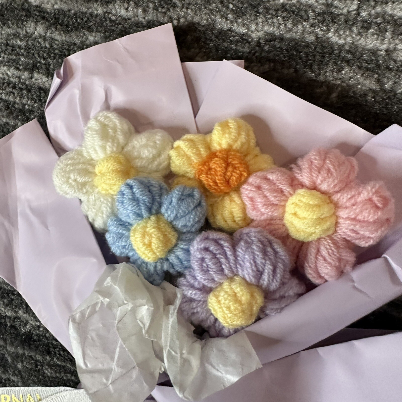 Crochet Flowers Bouquet Wool Mini Knitting Bouquet Gift Party Room Decor Daisy