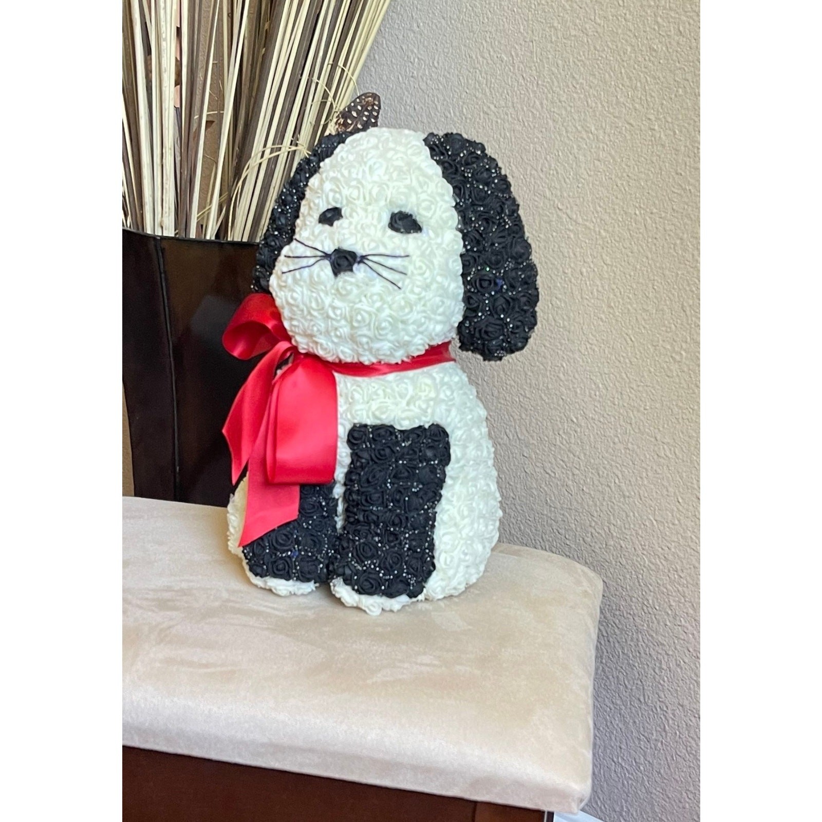 Handmade Pup From Roses Puppy Dog White Black