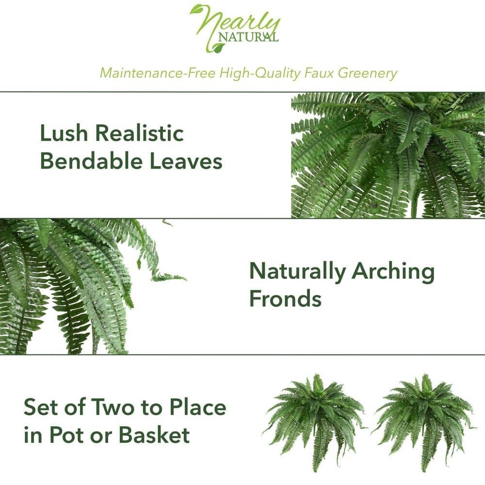 Artificial Boston Fern Home and Office Decoration Durable New 48 In. (Set of 2)