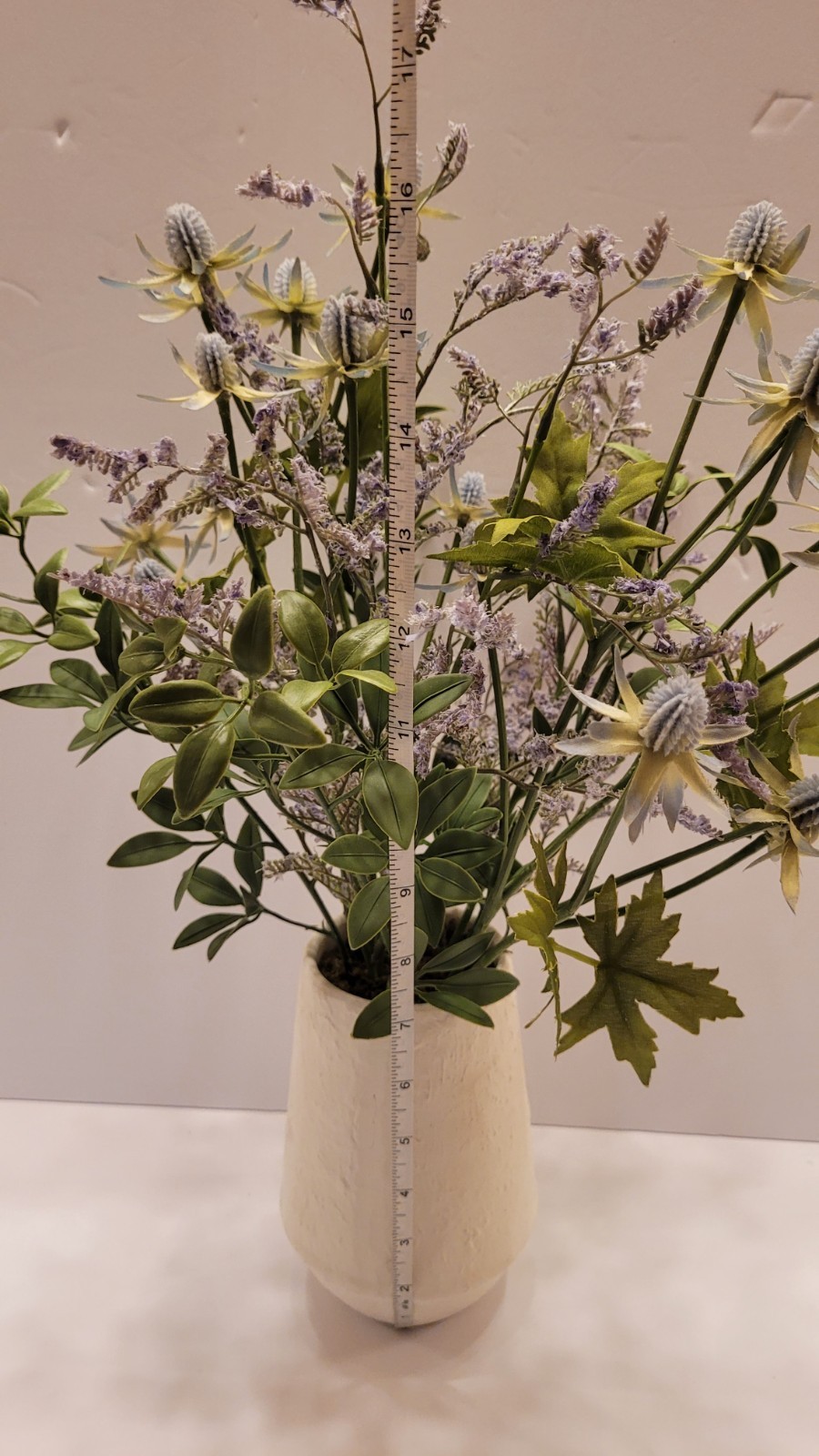 Distressed Faux Flowers w/Vase Artificial Arrangement 16″ Centerpiece Decor