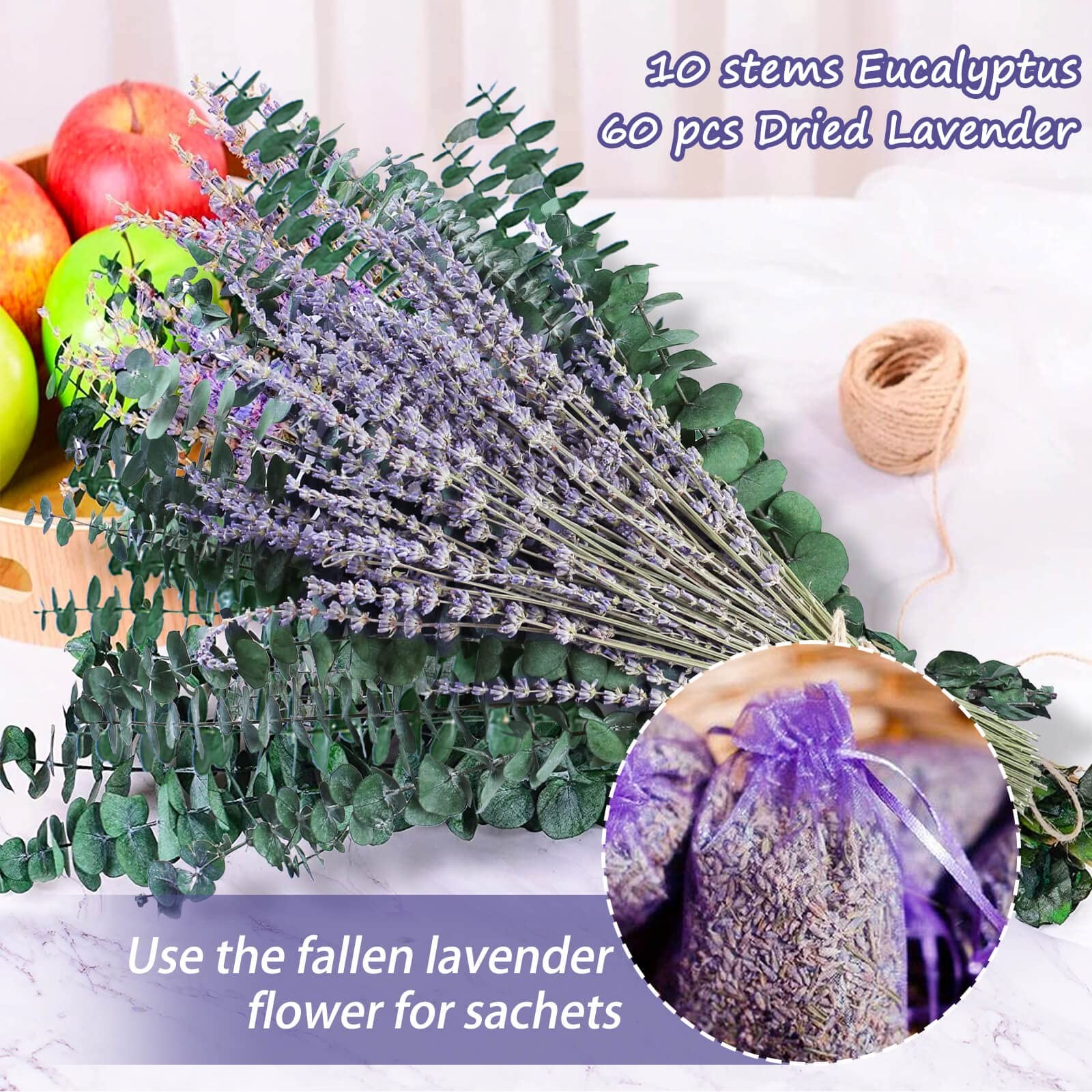 Preserved Eucalyptus Stems & Dried Lavender Bundles for Shower, 70 Pcs17” Na…