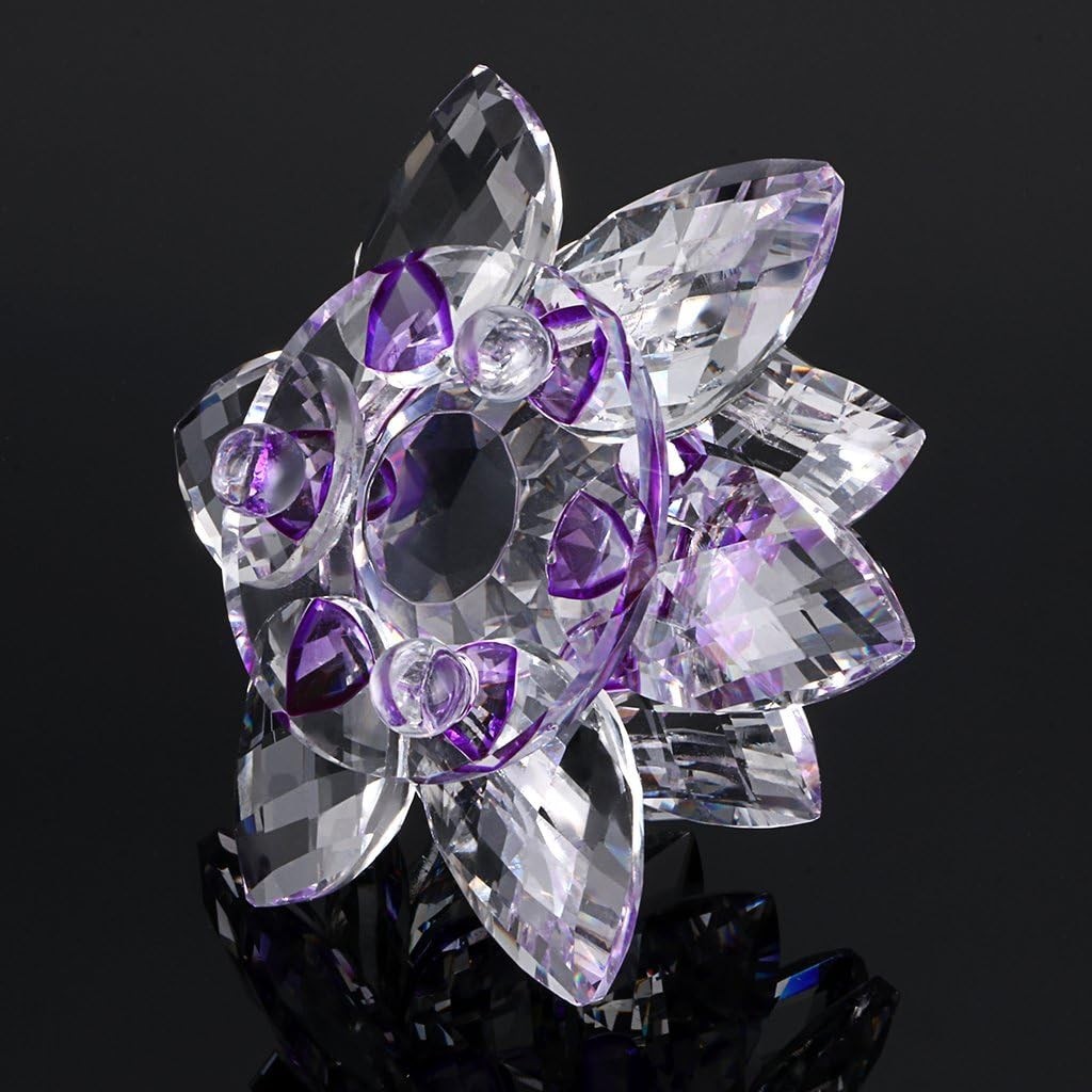 Sparkle Crystal Lotus Flower Hue Reflection Feng Shui Home Decor with Gift Bo…