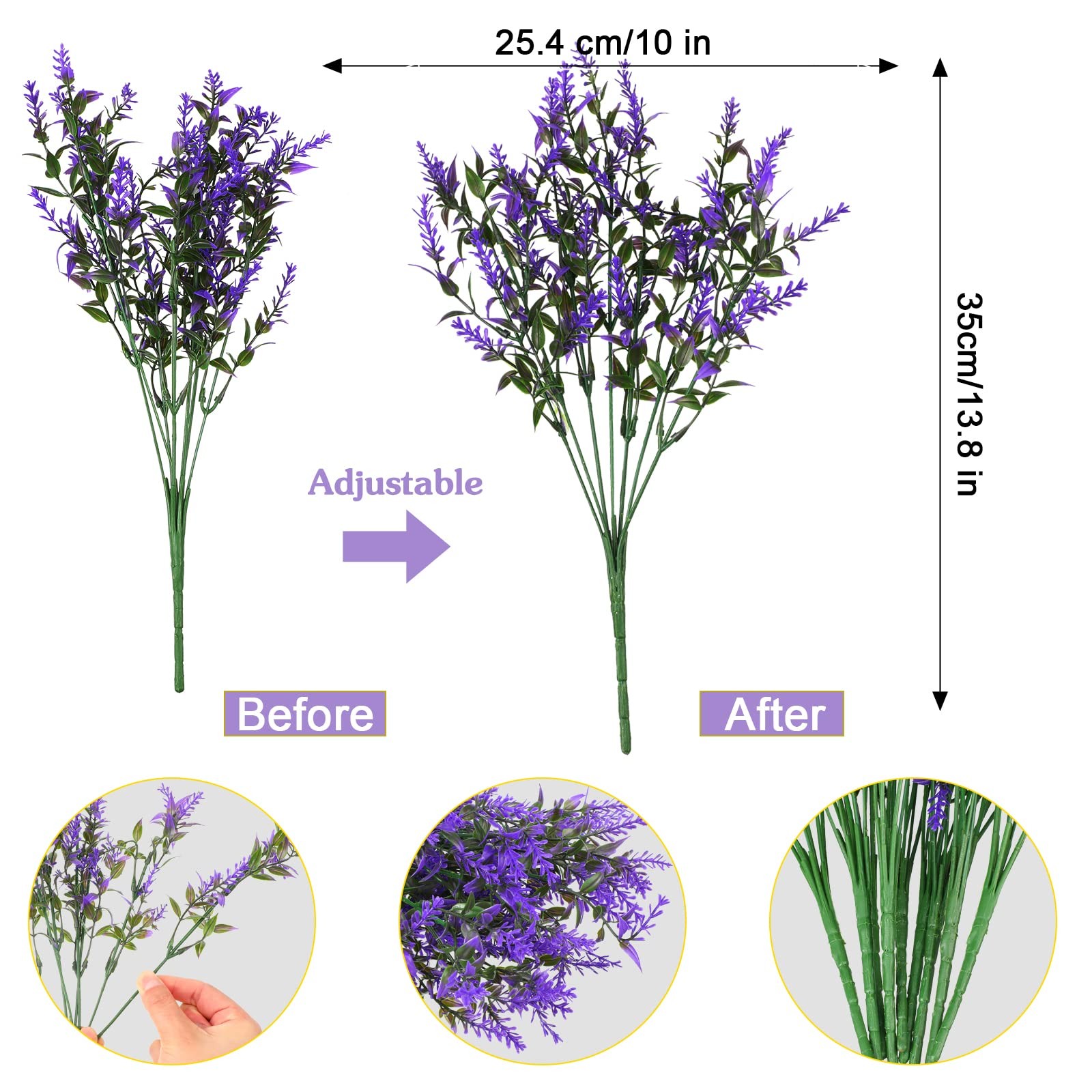 80 Bundles Artificial Lavender Flowers False Outdoor Flowers UV Resistant Pla…