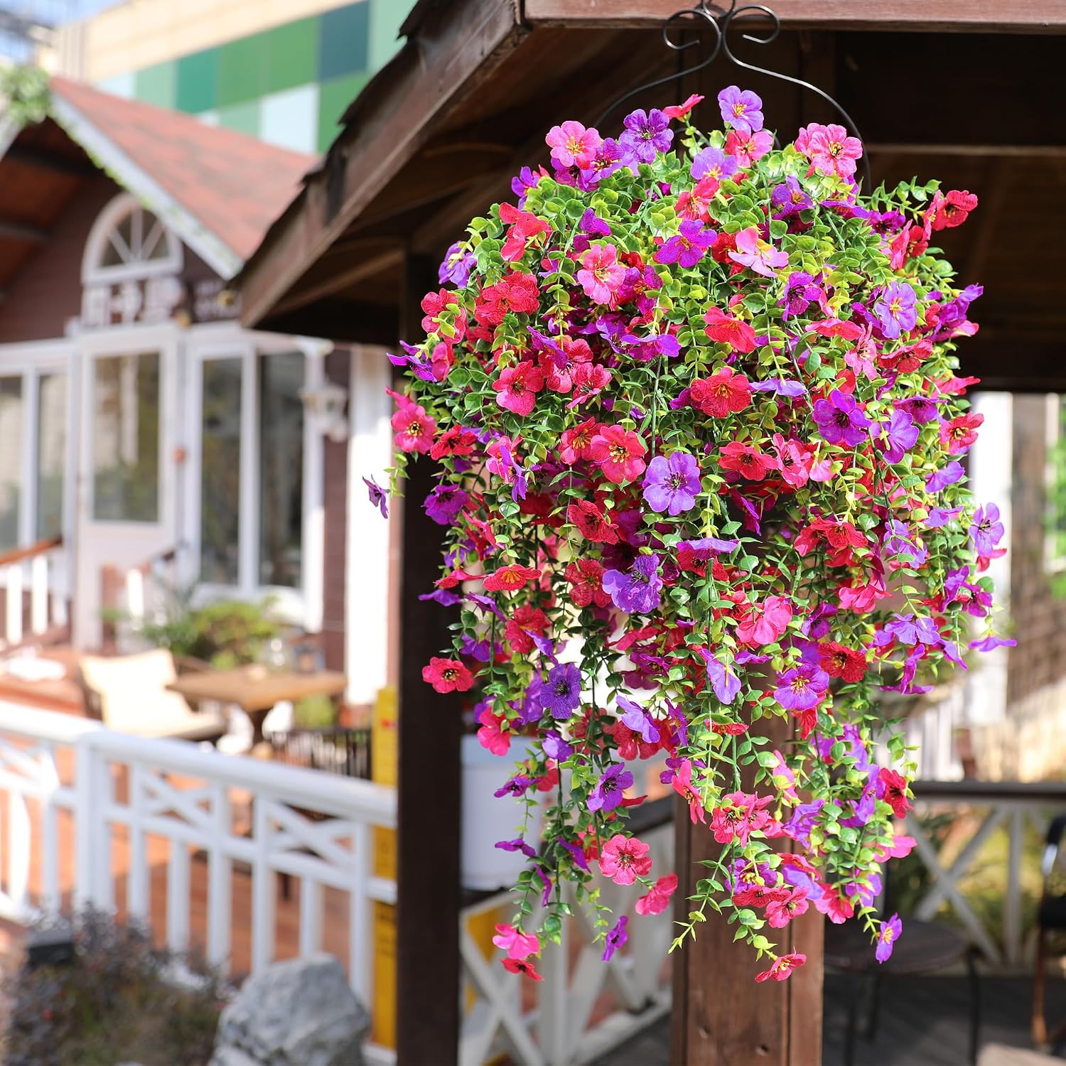Artificial Flowers for Outdoors Spring Decor, 6 Bundles UV Resistant Realistic F