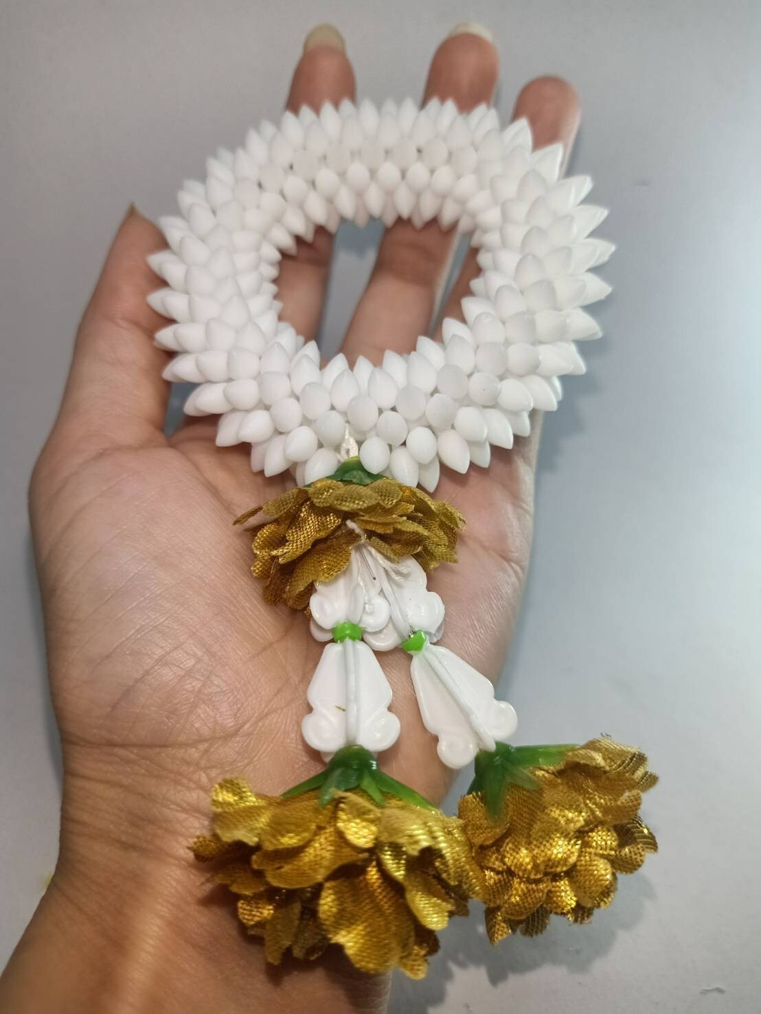 Pair Gold Silver Flower Fabric Plastic Garland Round Malai Jasmine Artificial mi