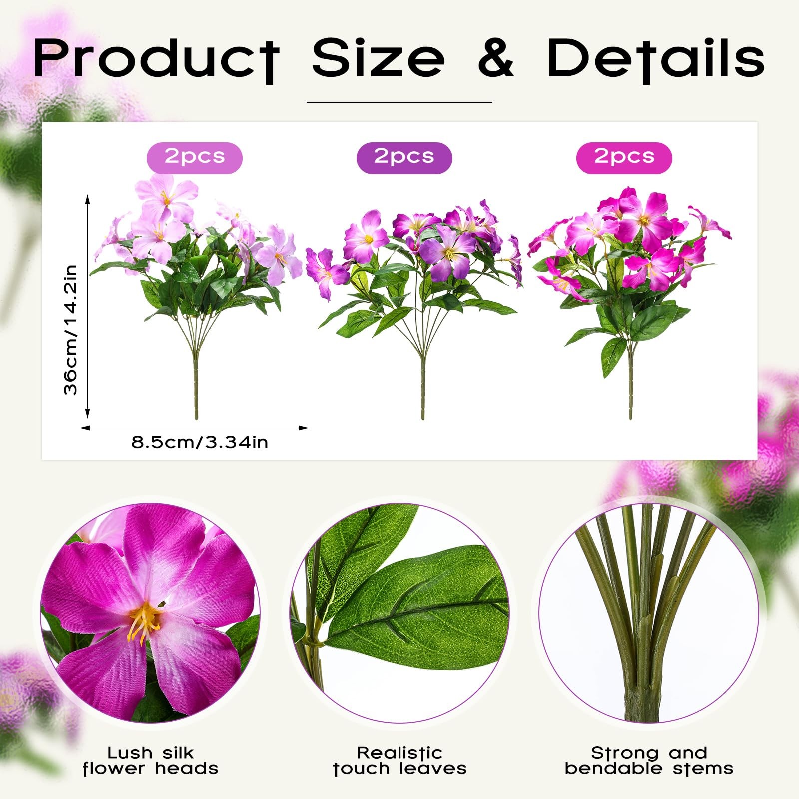 66 Heads Artificial Flowers for Outdoors Decoration, UV Resistant Silk Faux A…