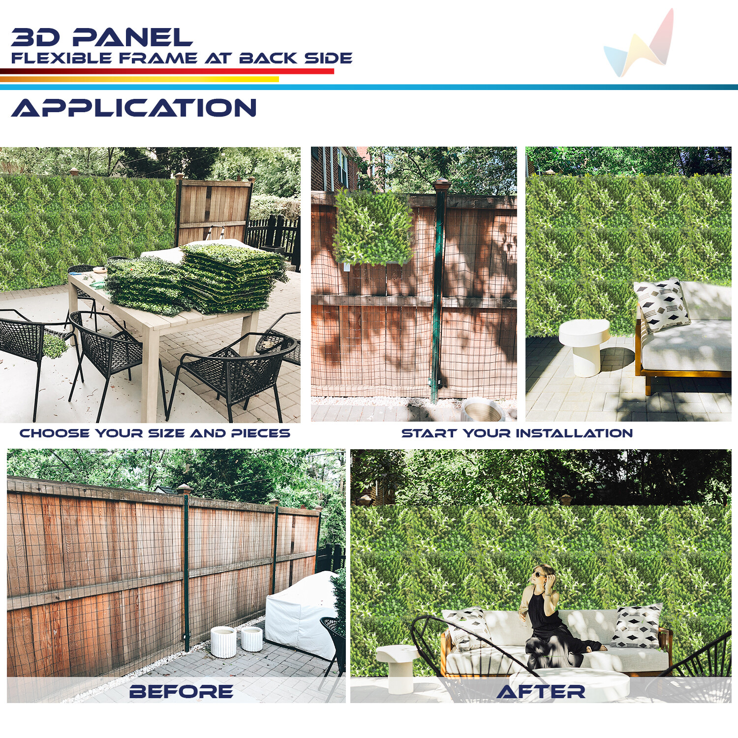 20×20″ Artificial Faux 3D Mix Fern Plants Privacy Fence Decor Mats Hedge #13