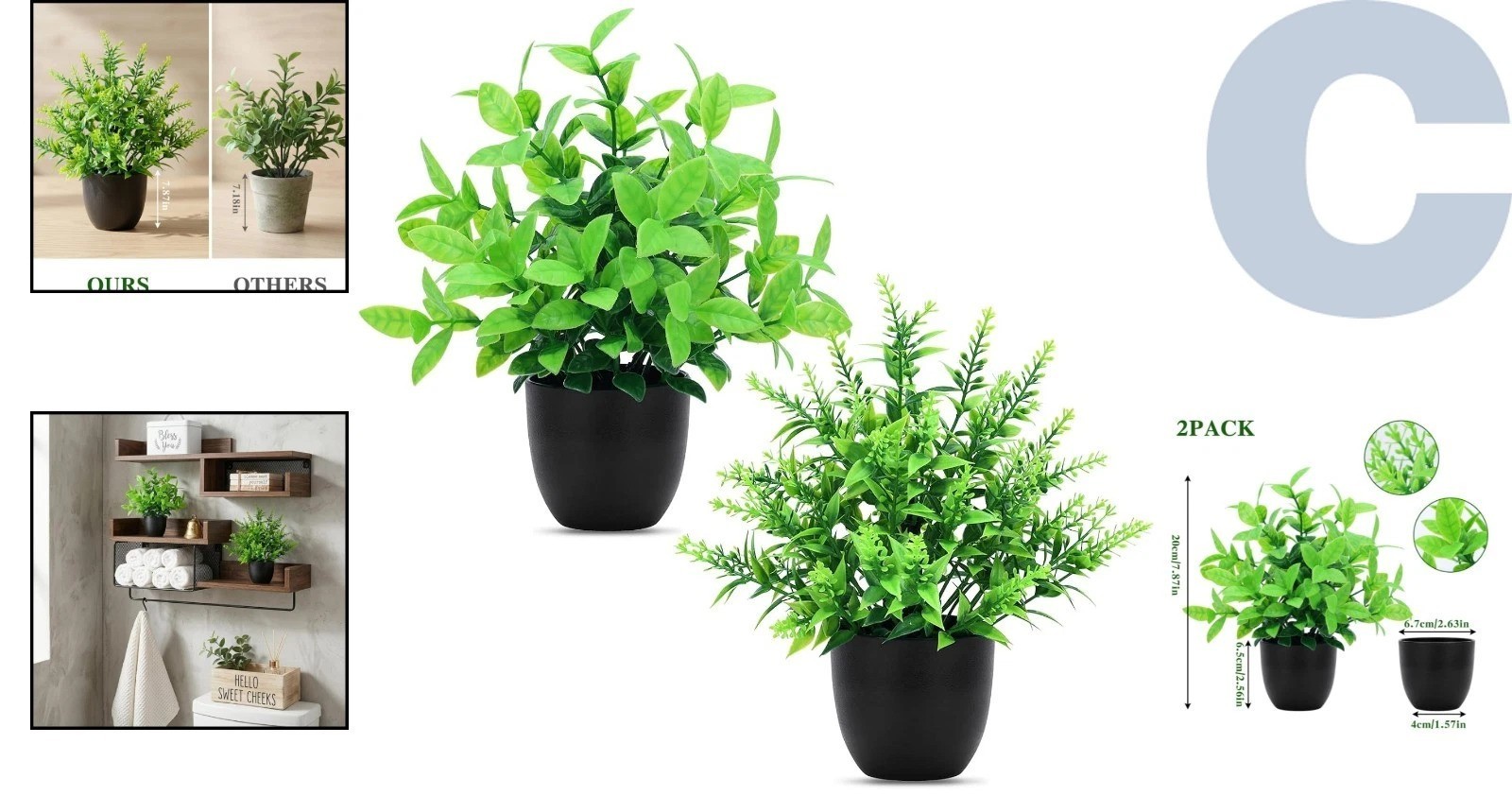 Vibrant Faux Greenery Set – 2 Decorative Potted Plants for Any Indoor Space